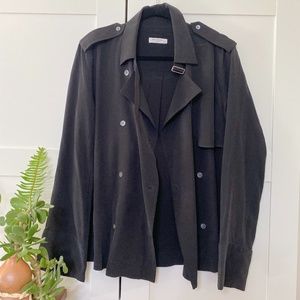 EQUIPMENT Silk Military Trench Shirt Jacket